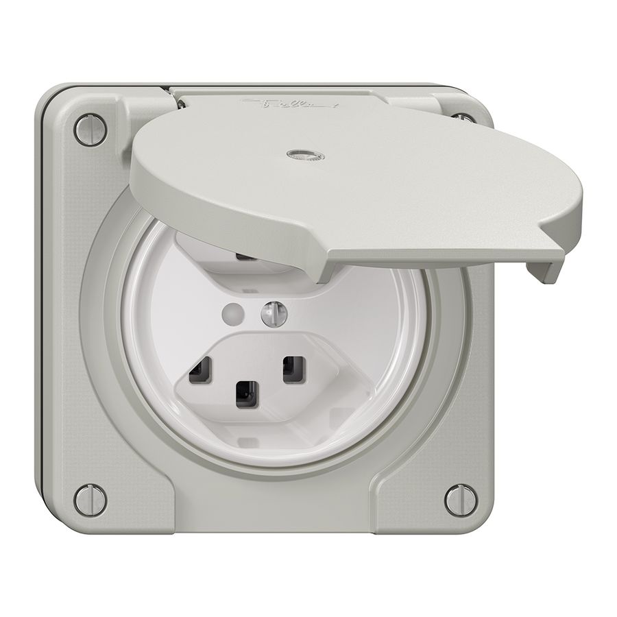 NUP-Steckdose NEVO, 2×T23, IP21, m.LED, lichtgrau