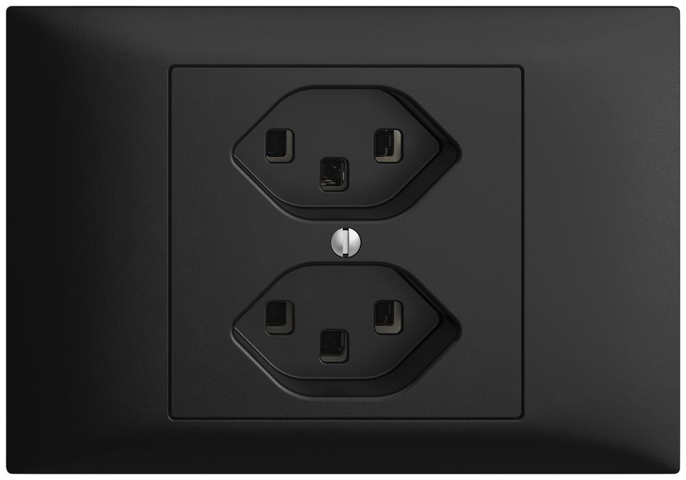 EB-Steckdose 2×T23 16A EDIZIOdue schwarz, mit Steckklemmen