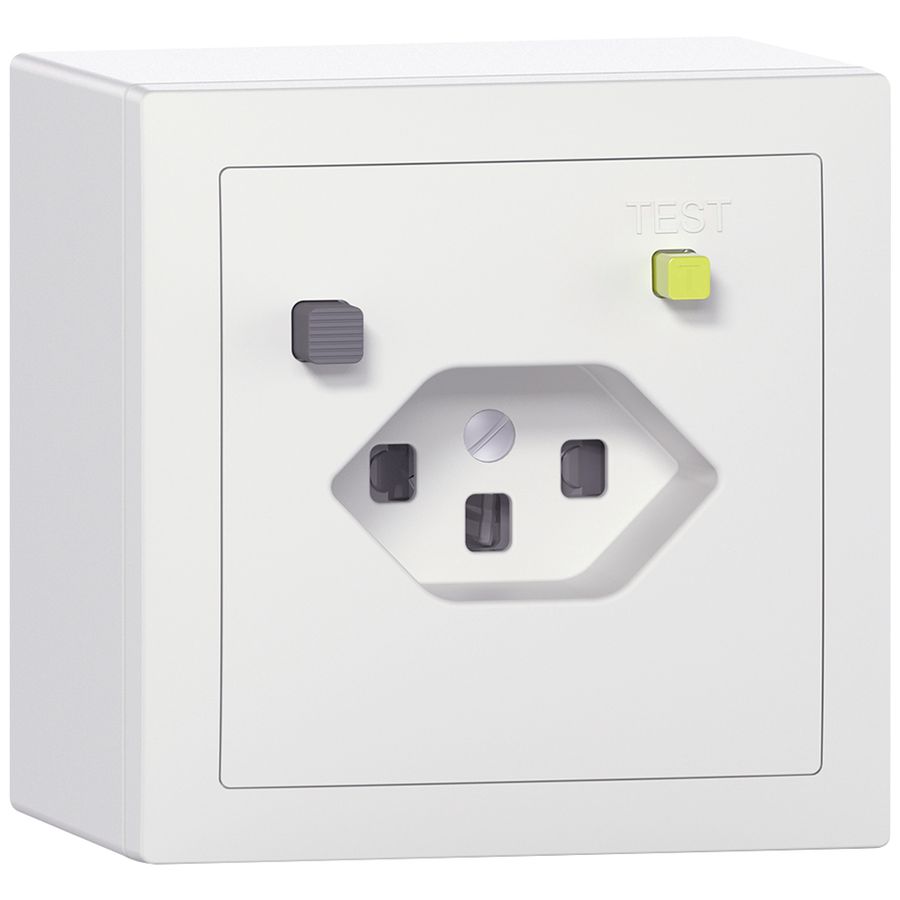 Prise FI AP SIDUS T23 30mA, shutter, blanc