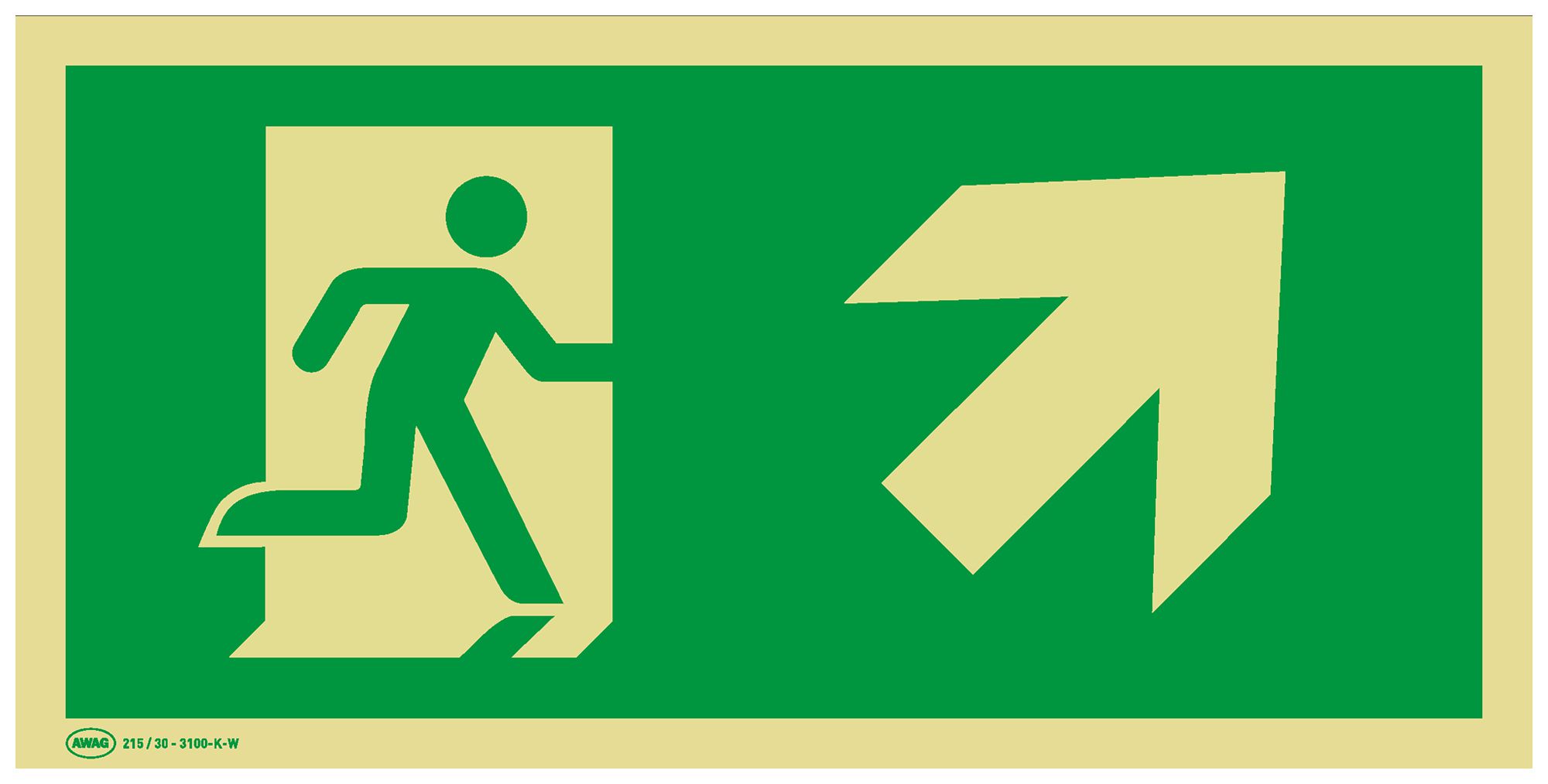 Panneau de signalisation de secours AWAG flèche vers la droite en haut 300mm