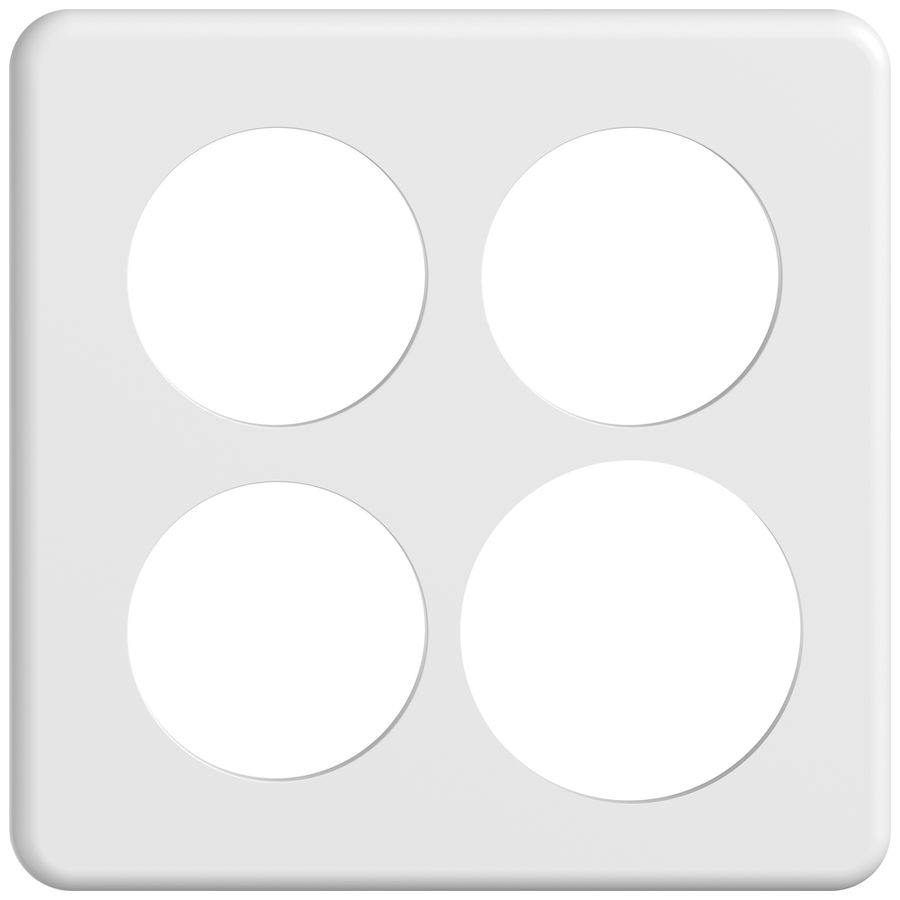 UP-Abdeckplatte STANDARDdue SNAPFIX® 2×2 3×Ø50 1×Ø58 150×150mm ws