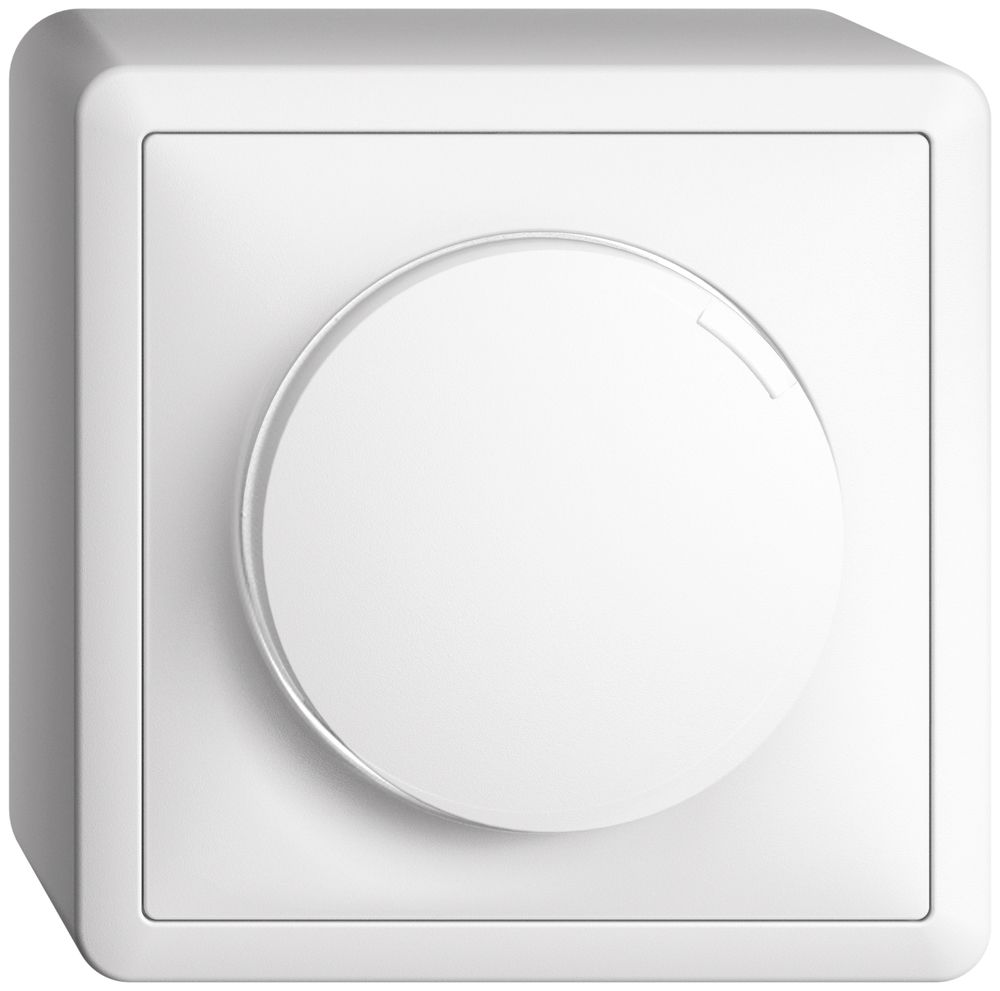 AP-Drehdimmer EDIZIOdue 20…600W beleuchtbar Phasenabschnitt weiss
