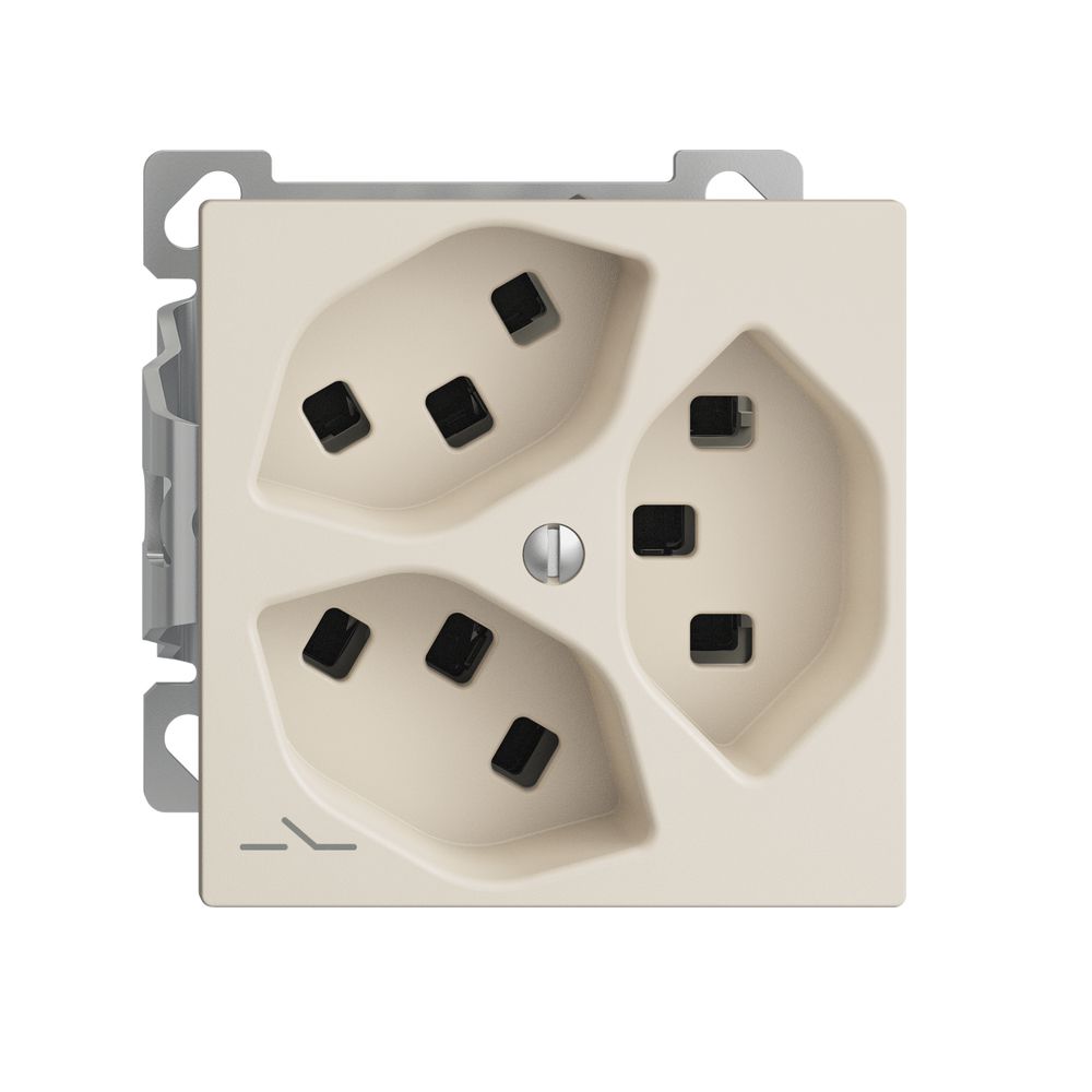 Presa AP 3×T23 Feller EDIZIOdue FXCO54, 1×separato, morsetti a innesto, crema