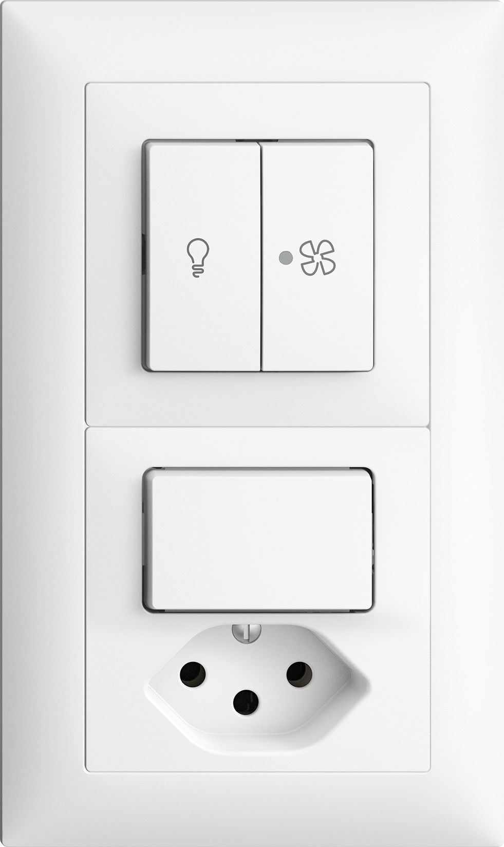 Combinazione INC Edue 2×1 Interr. p.luce e venti+Combi 3/1P+T13 bi
