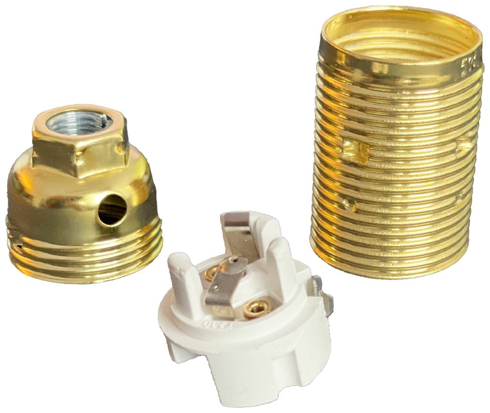 Fassung Elektrogros Schraubfassung E14 mit Aussengewinde vermessingt