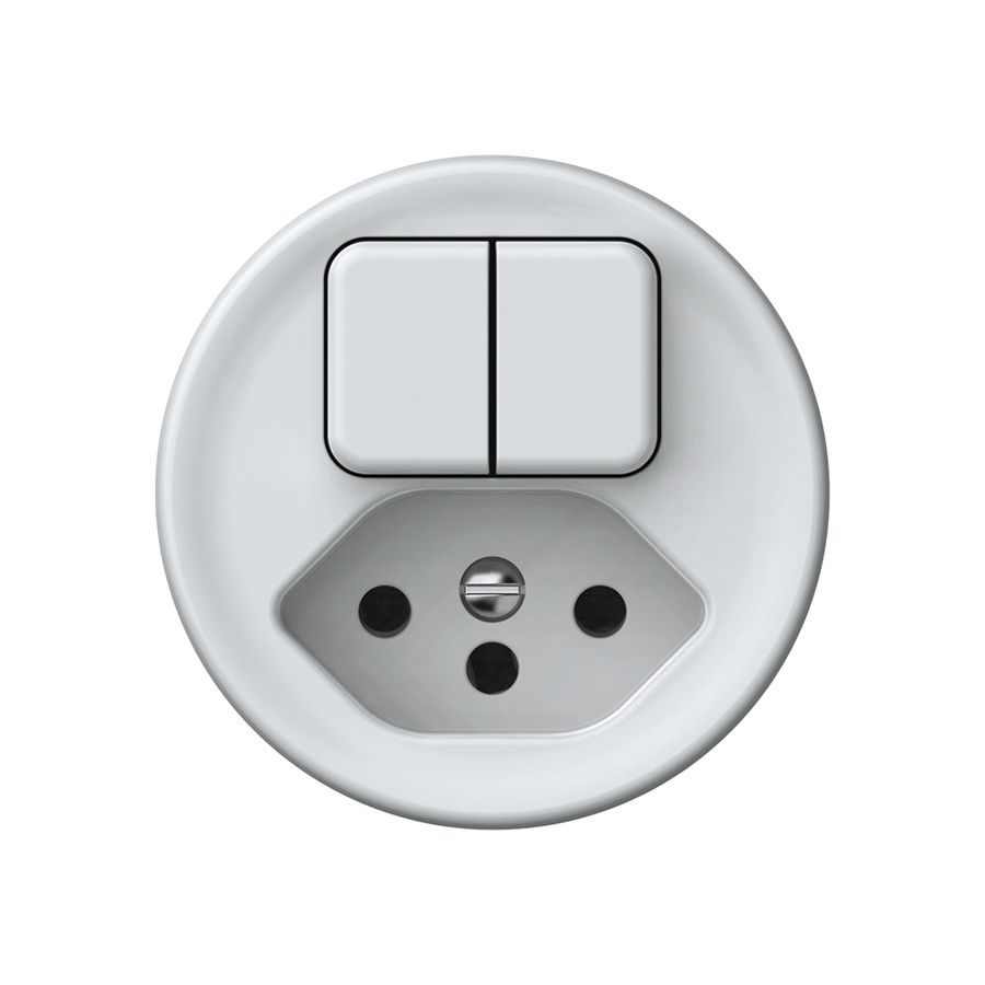 Kombination origin 2×Tasten 2CO+T13 1P 0<1 10A 230V 60×60mm weiss