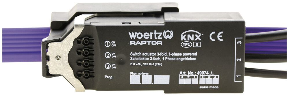Attuatore-commutatore Woertz, 3 volte KNX L2NPE