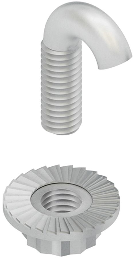 Hakenschraube Niedax Gewinde M6, m.verzahnter Flanschmutter Stahl feuerverzinkt