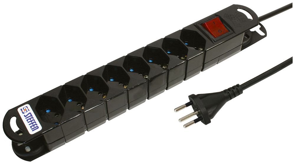 Steckdosenleiste STEBA VARIABL 8×T13 mit Schalter 3m schwarz