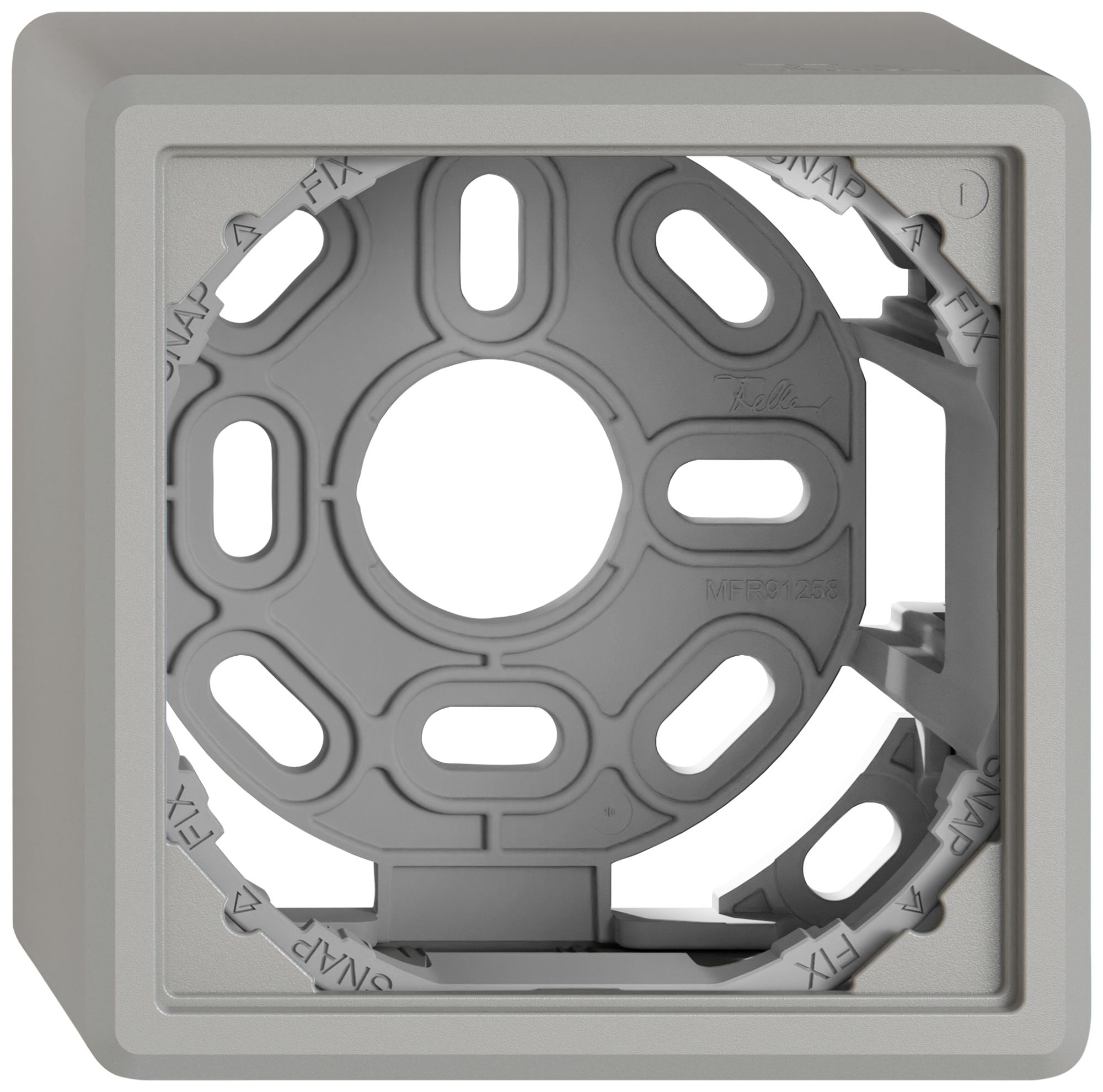 AP-Kappe EDIZIO.liv SNAPFIX® mit Befestigungsbügel für 1 Apparat hellgrau