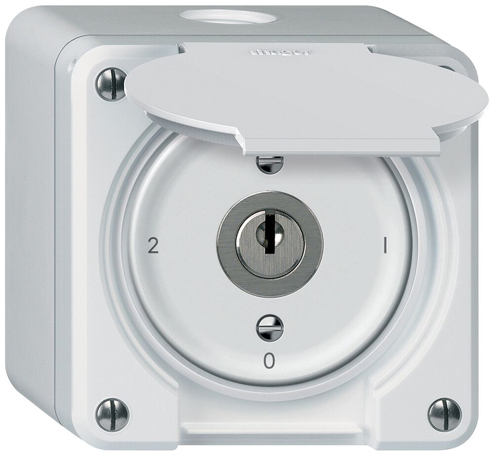 AP-Schlüsselschalter robusto Umschalter 16A 250V 86×86mm weiss
