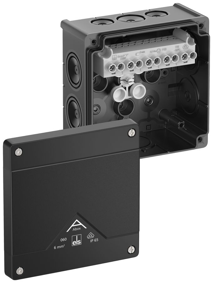 AP-Abzweigdose Spelsberg Abox 060-6²/sw 127×127×70mm IP66 sz