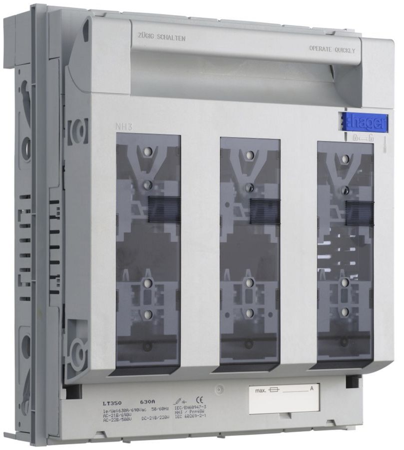 Coupe-circuit HPC Hager DIN3 690VAC 630A pour plaque de montage sortie haut/bas