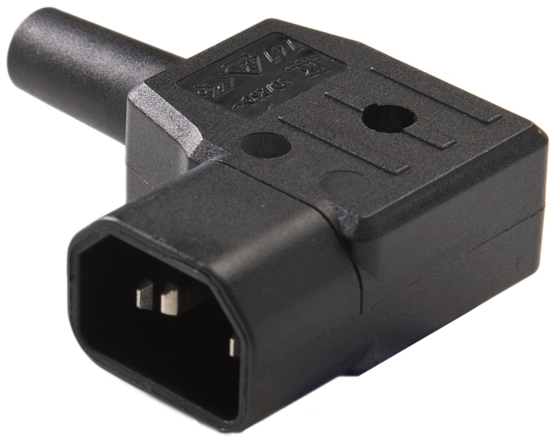 Spina d'apparecchi tipo C14 (E) ELBRO 10A 230VAC angolare max.70°C nero IP20