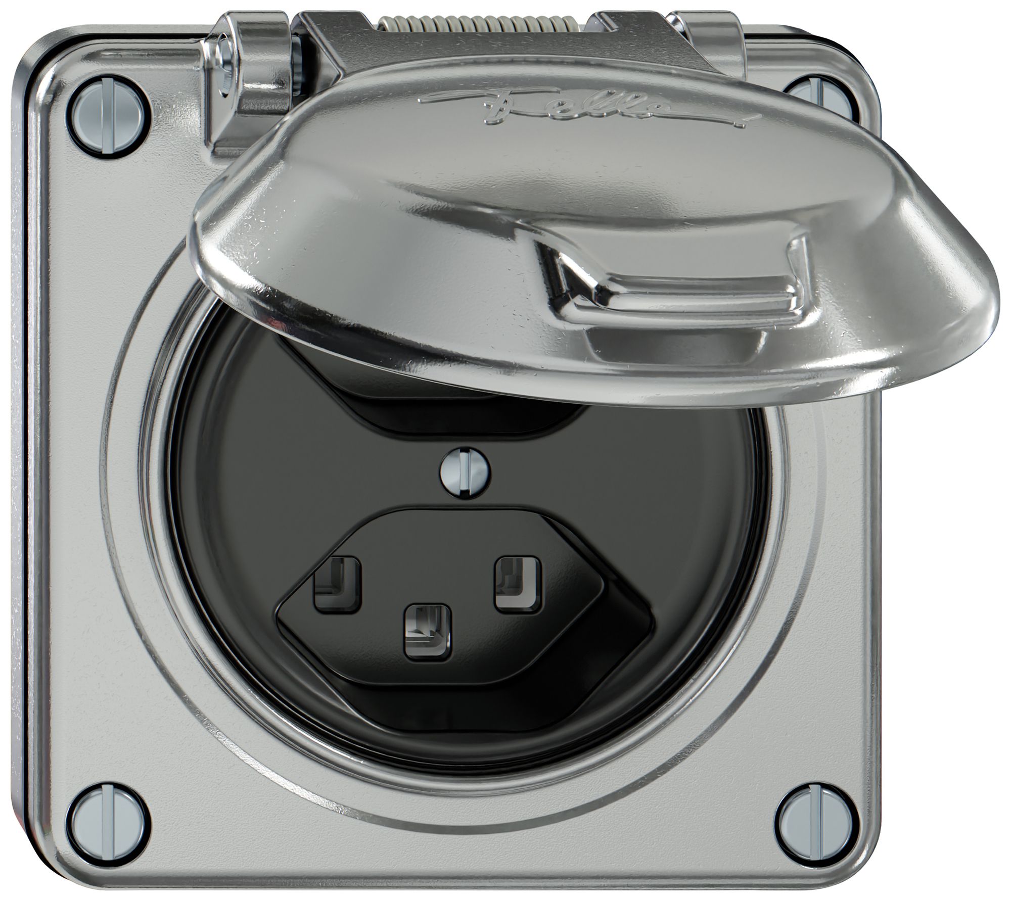 UP-Steckdose ELEMENT 2×Typ 23 16A 250V IP20 mit Klappdeckel aluminium