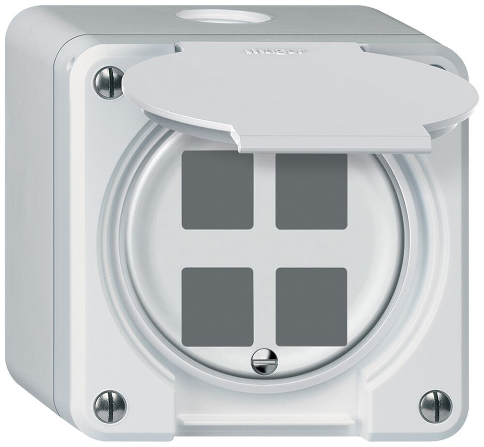 Kit di montaggio AP robusto diritto per 4 prese 86×86mm bianco