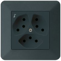 UP-Steckdose kallysto.trend 3×T13/1 schwarz mit Kinderschutz