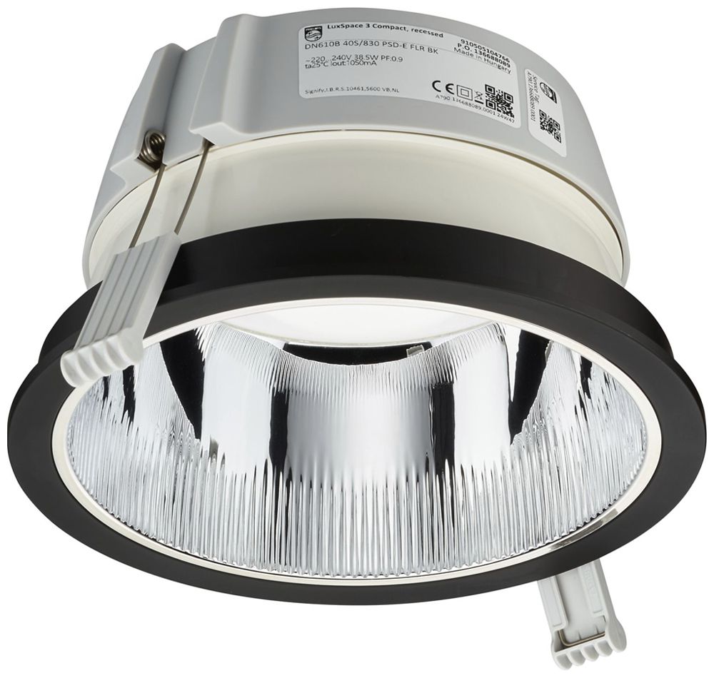 LED-Downlight Philips LuxSpace Compact FLR 10.8W 2000lm 840 WB Ø214mm schwarz