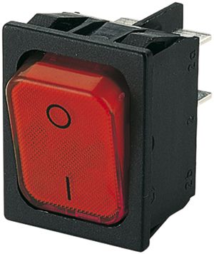 EB-Leuchtwippenschalter Novitronic, 20A/250V 0/2L, Taste rot, schwarz