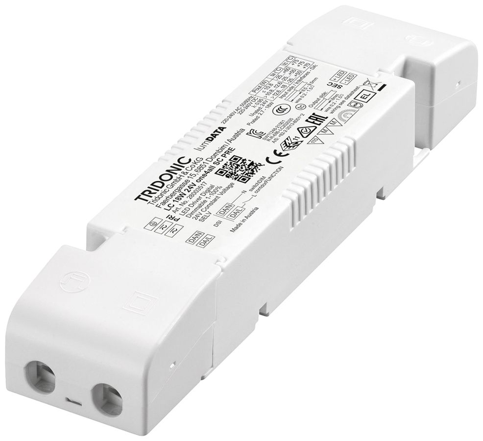 Alimentation LED Tridonic LC PRE 2.7…18W 23…25V 113…750mA DALI 175×43×30mm