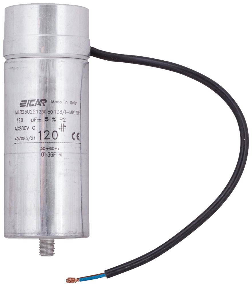 Condensatore ICAR MLR25U25120060138I-C 120µF 400V per avviamento Ø60×161mm