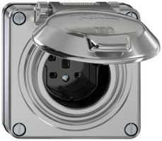 UP-Steckdose ELEMENT SNAPFIX® 1×Typ 25 16A 440V mit Klappdeckel IP55 alu