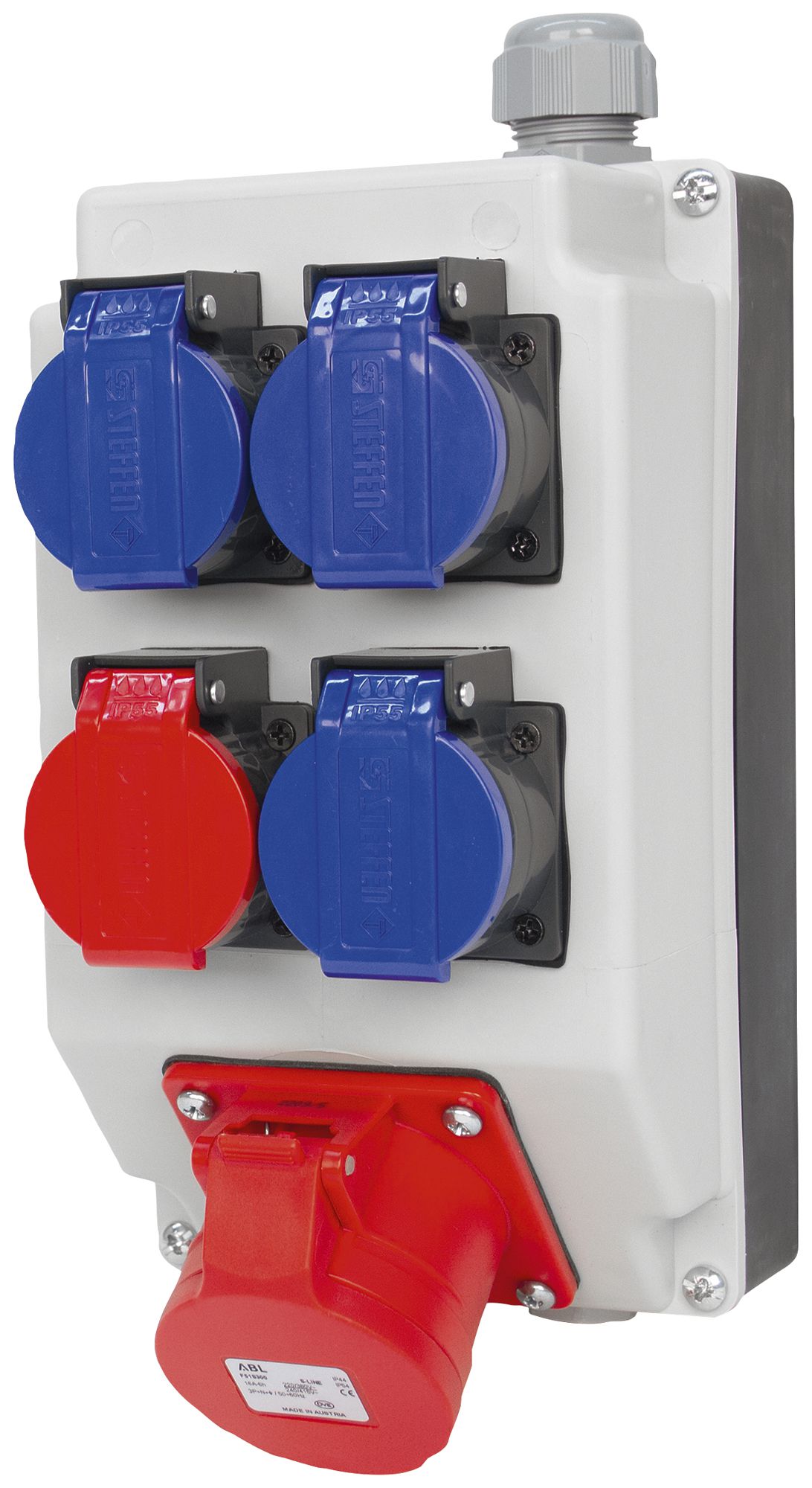 Distributore corente Steffen T23 senza cavo 3×T23, 1×T25, 1×CEE16/5