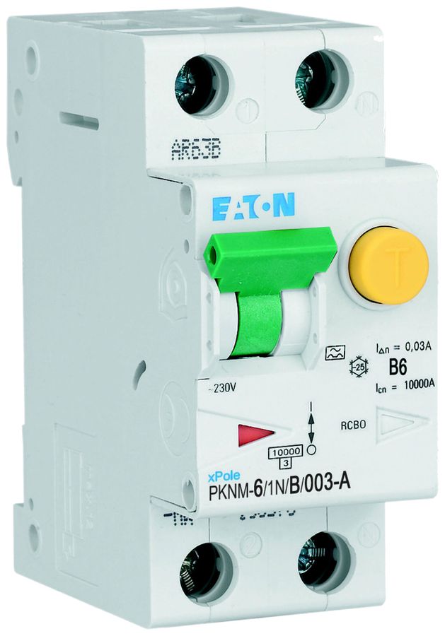 Disjoncteur différentiel Eaton PKNM-6/1N/B/003-A-MW 2P 230V B 6A 0.03A 2UM 10kA