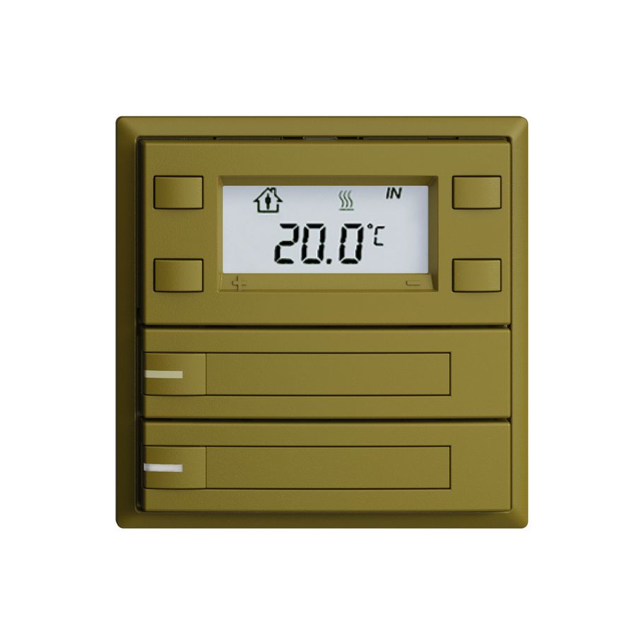 Poussoir RTH ENC KNX 2× EDIZIOdue F olive, avec pap.+LED RGB