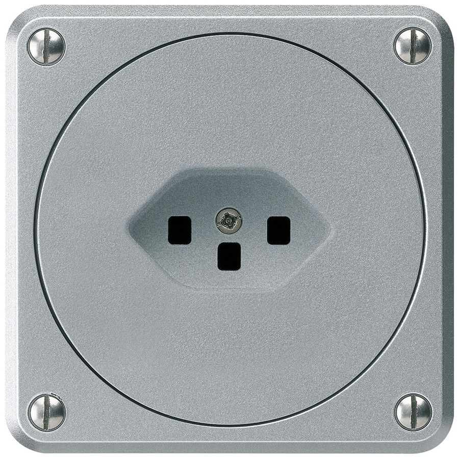 UP-Steckdose robusto Typ 23 aluminium ohne Klappdeckel