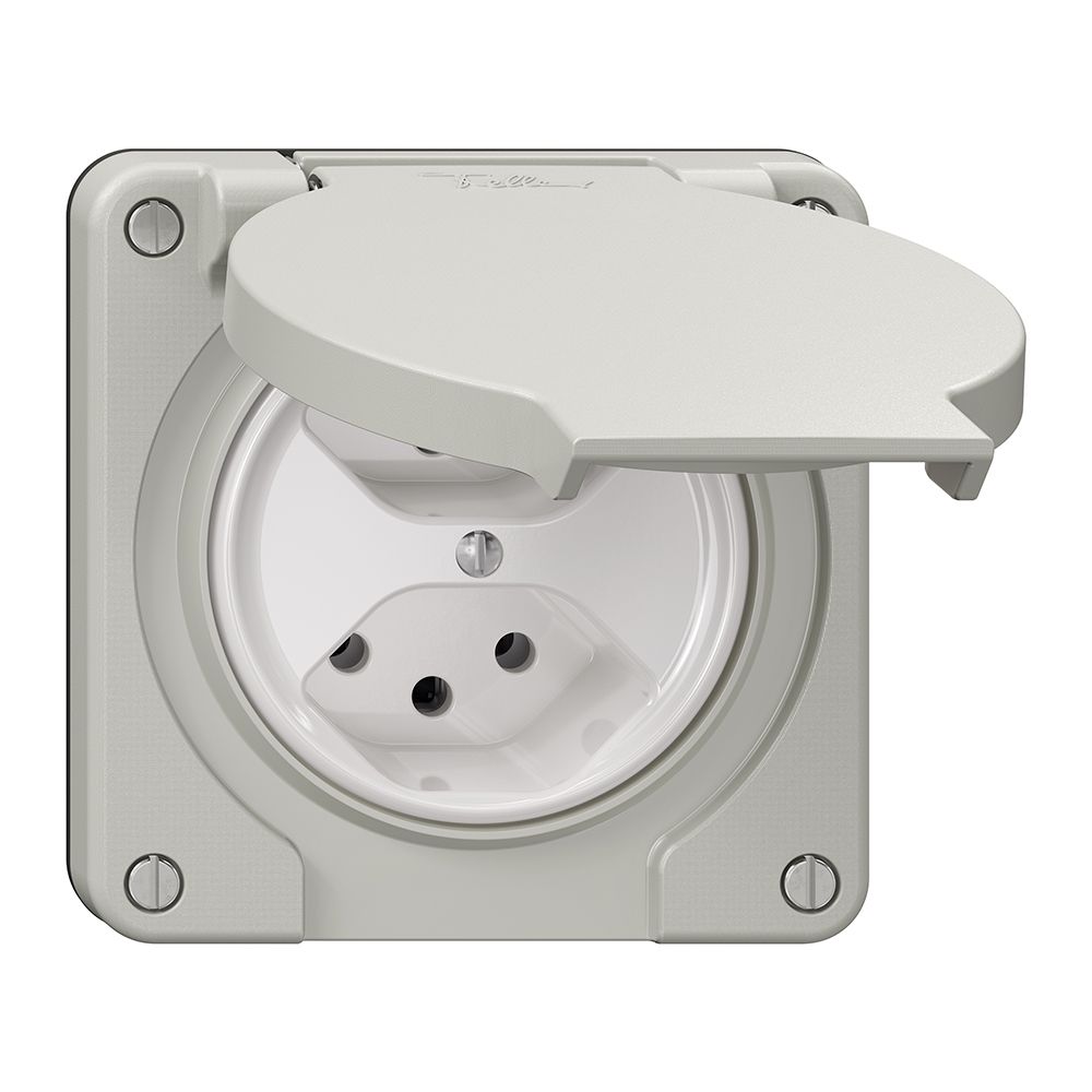Steckdose NEVO N.CO, 2×T13, IP21, lichtgrau