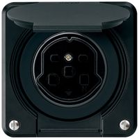 Prise ENC HA robusto type 25 avec bornes enfichables avec couvercle noir