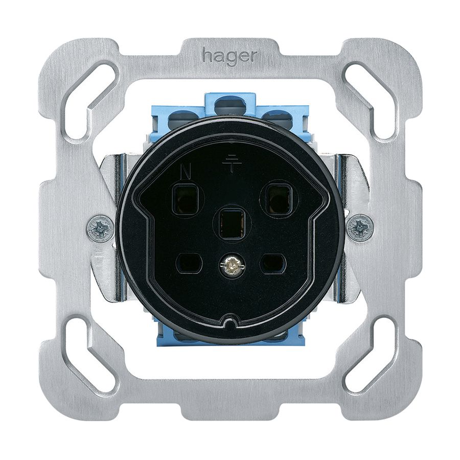 UP-Steckdose HA basico Typ 25 mit Befestigungsplatte mit Steckklemmen schwarz