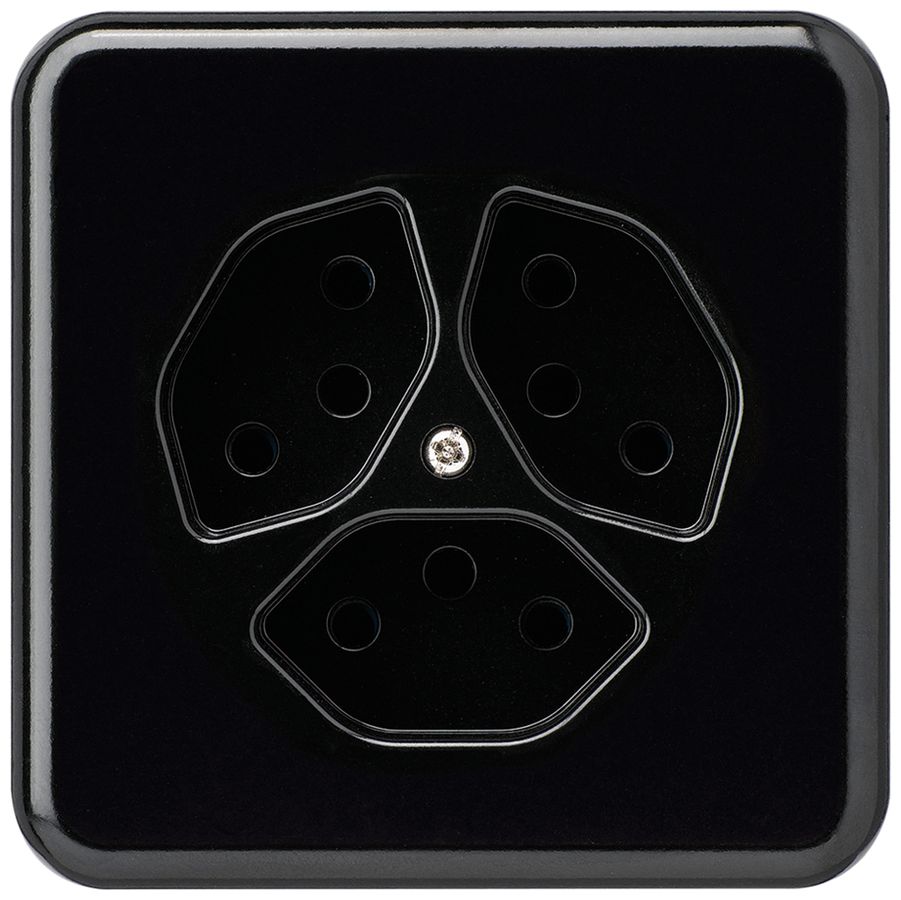 UP-Steckdose basico 3×Typ 13 schwarz mit Kinderschutz für BOMI