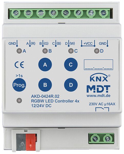 Alimentazione LED KNX AMD MDT AKD-0424R.02 4-can 96W 12…24V 4UM