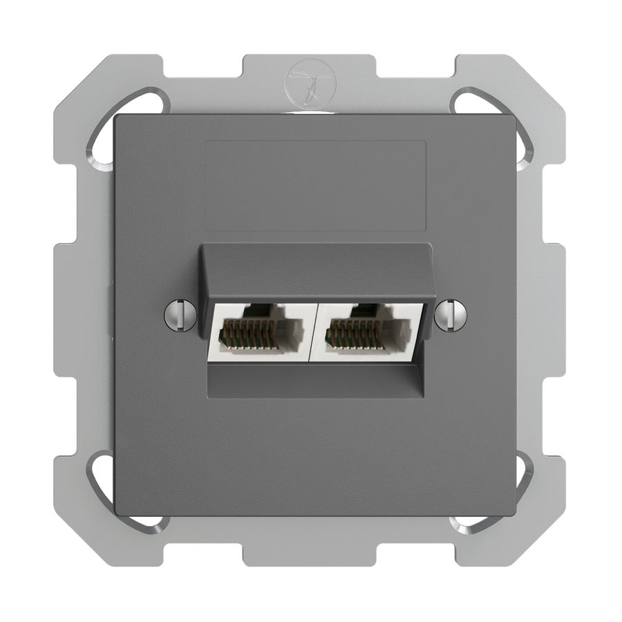 UP-Dose 2×RJ45/u 4P getr. EDIZIOdue dunkelgrau, ITplus