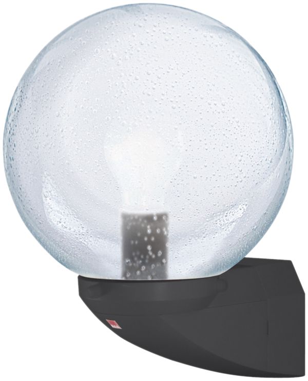 Wandleuchte ALC mit Blasen-Glas, schwarz
