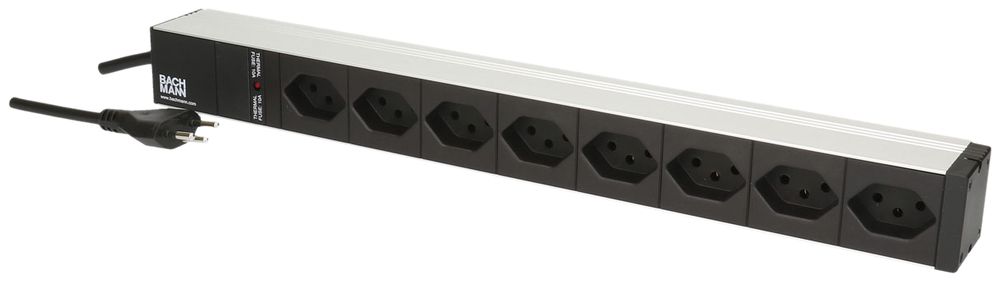 Prise multiple 19" 1UH 8×T13 Td 3m 3×1mm² alu/noir