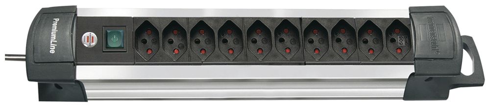 Prise multiple Brennenstuhl Premium-Alu-Line 10A I/O 10×T13 3m noir/aluminium