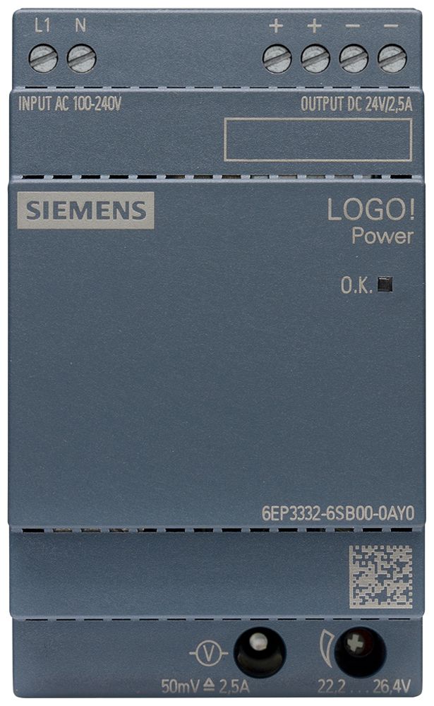 Stromversorgung Siemens LOGO!POWER, IN:100…240VAC, OUT:24VDC/2.5A, 3TE