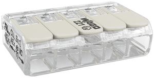 Morsetto di connessione WAGO 221 5×0.2…4mm² leva 24.5A 440V grigio trasparente