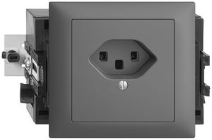 EB-Steckdose EDIZIOdue T23 16A dunkelgrau 53mm, Schraubklemme