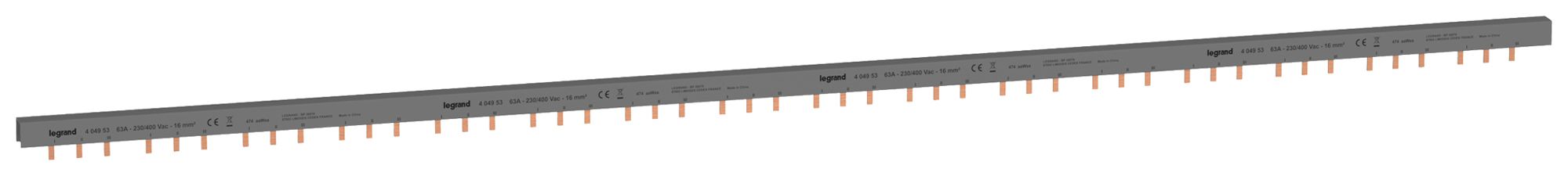 Kammschiene HX³standard 3P 3Ph Stift 16mm² 80A 1016mm grau