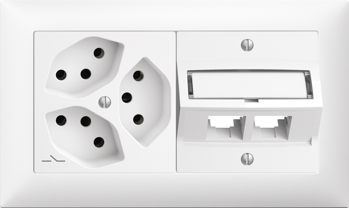 Combinaison ENC Edue 1×2, Prise 3×T13 1×S + S-One f.2×RJ45 bc