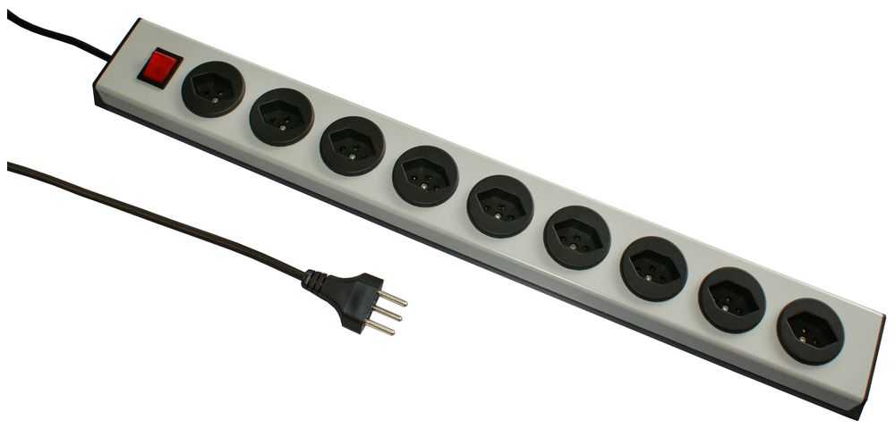 Prise multiple MH 9×T13 PowerLine, Td 3×1mm², 1.5m, noir