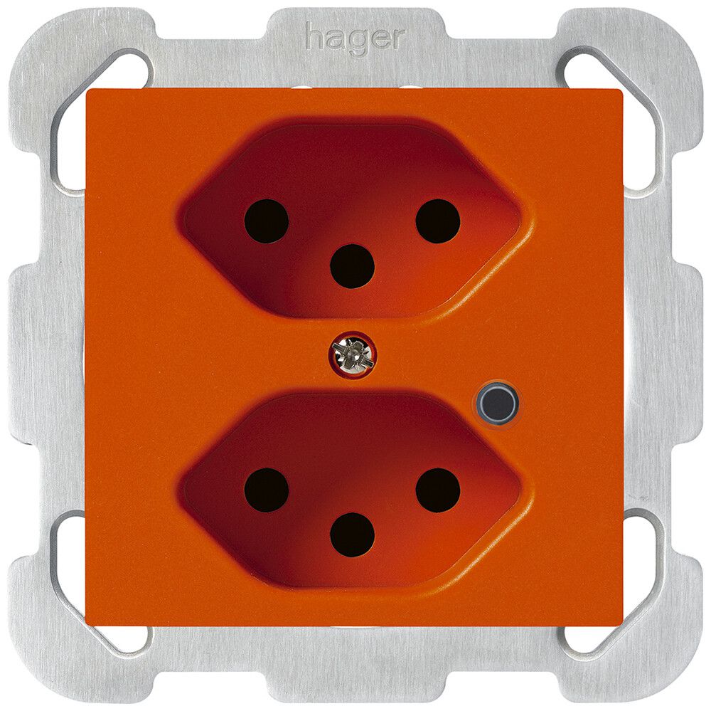 Presa INC Hager kallysto 2×T13 illuminato B arancione