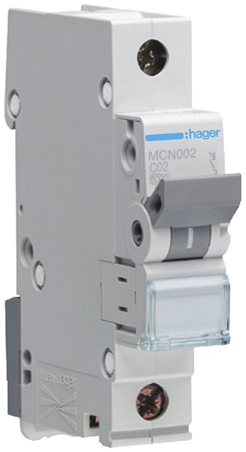 Leitungsschutzschalter Hager MCN 1P 230V Typ C 2A Icn 6kA 1TE