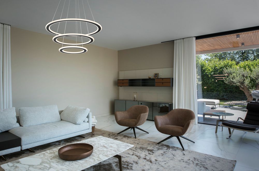 LED-Pendelleucht.SLV ONE FLAT triple 58W 3500lm 927/930 DALI direkt Ø800 schwarz