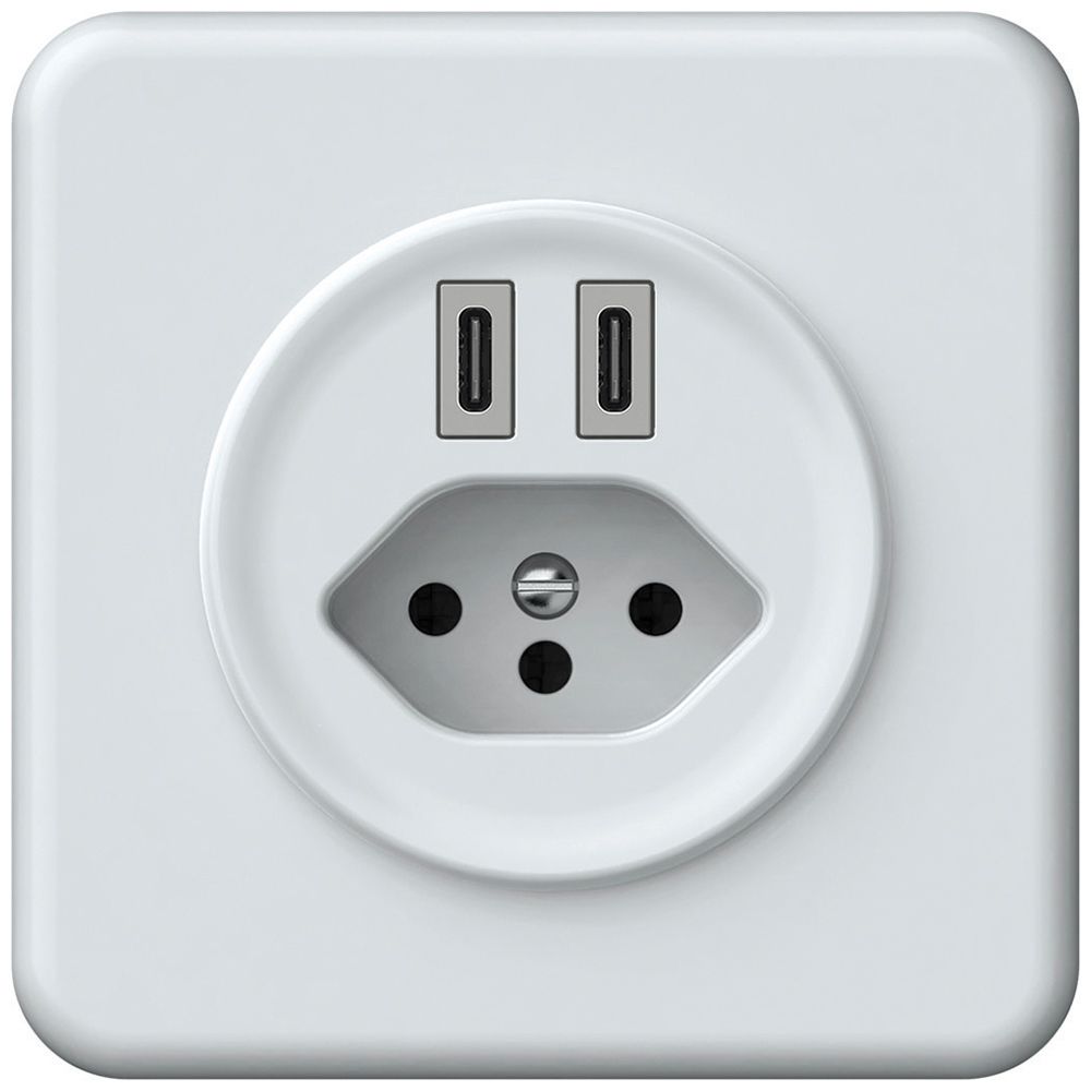 UP-USB-Ladesteckdose origin 2×USB-C 3000mA 5V mit Typ 13 weiss