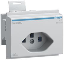 EB-Steckdose Hager Typ 23 für DIN-Montage mit Steckklemmen grau